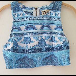 SHOW ME YOUR MUMU BOHO BLUE CROP TOP